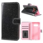 Flash Powder Wallet Stand PU Leather Mobile Cover for Samsung Galaxy S10e – Black