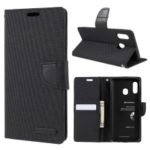MERCURY GOOSPERY Canvas Diary Leather Wallet Mobile Case for Samsung Galaxy A30 / A20 – Black