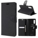 MERCURY GOOSPERY Canvas Diary Leather Wallet Mobile Case for Samsung Galaxy A70 – Black