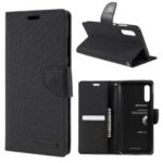 MERCURY GOOSPERY Canvas Diary Leather Wallet Mobile Case for Samsung Galaxy A50 – Black
