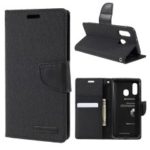 MERCURY GOOSPERY Canvas Diary Leather Wallet Mobile Case for Samsung Galaxy A40 – Black