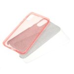 3-in-1 Glittery Powder Paper TPU + PC Mobile Casing for Samsung Galaxy A70 – Rose Gold