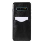 Business Card Slot PU Leather Coated TPU Mobile Phone Case for Samsung Galaxy S10 Plus – Black