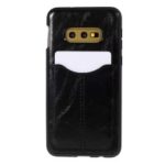 Business Card Slot PU Leather Coated TPU Mobile Phone Cover for Samsung Galaxy S10e – Black