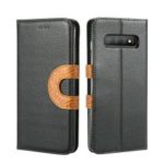 Totem Magnetic Closure PU Leather Litchi Texture Phone Case for Samsung Galaxy S10 Plus – Black