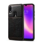 Crazy Horse Leather Coated Card Holder Kickstand TPU Phone Shell for Samsung Galaxy A30 / A20 – Black