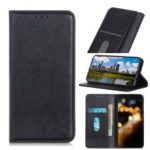 Auto-absorbed Split Leather Wallet Protective Cover for Samsung Galaxy A40 – Black