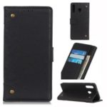 Retro Style Leather Magnetic Stand Wallet Case for Samsung Galaxy A60 – Black