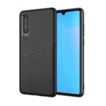Litchi Texture Soft TPU Cell Phone Cover for Samsung Galaxy A70 – Black