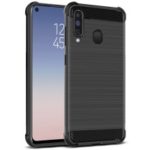 IMAK Vega Air Bag Case Carbon Fiber Brushed TPU Phone Shell for Samsung Galaxy A60 – Black