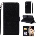 Imprinted Elephant Pattern Leather Wallet Case for Samsung Galaxy A70 – Black
