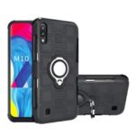 Geometric Pattern TPU PC Hybrid Case with Magnetic Car Mount Ring Holder for Samsung Galaxy M10 – Black