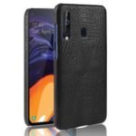 Crocodile Texture PU Leather Coated PC Back Protector Cover for Samsung Galaxy A60 – Black