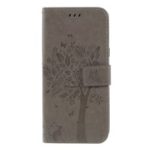 Imprint Cat and Tree Wallet Stand PU Leather Case for Samsung Galaxy S10 5G – Grey