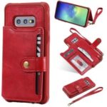 PU Leather Coated TPU Case Wallet Kickstand Case for Samsung Galaxy S10e – Red