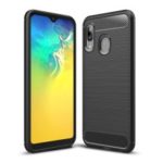 Carbon Fiber Texture Brushed TPU Case Accessory for Samsung Galaxy A20e – Black