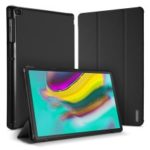 DUXDUCIS Domo Series Cloth Texture Tri-fold Stand PU Leather Smart Case for Samsung Galaxy Tab S5e SM-T720 – Black