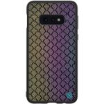 NILLKIN Dazzling PU Leather + PC + TPU Phone Case Cover for Galaxy S10e – Purple / Gold