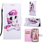 Pattern Printing Wallet Stand Leather Casing for Samsung Galaxy M20 – Lovely Unicorn
