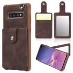 Drop-proof Phone Case with Mirror for Samsung Galaxy S10 Plus – Brown