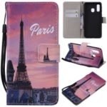 Pattern Printing Leather Wallet Case for Samsung Galaxy A40 – Eiffel Tower