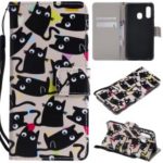 Pattern Printing Wallet Stand Leather Cover for Samsung Galaxy A40 – Cat