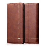 Auto-absorbed Crazy Horse Vintage Leather Stand Case for Samsung Galaxy A70 – Coffee