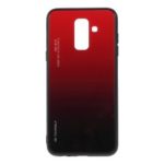Gradient Color Glass + PC + TPU Phone Case for Samsung Galaxy A6 Plus (2018) – Red / Black