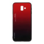 Gradient Color Glass + PC + TPU Phone Case for Samsung Galaxy J6 Plus – Red / Black