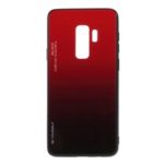 Gradient Color Glass + PC + TPU Phone Case for Samsung Galaxy S9 Plus G965 – Red / Black