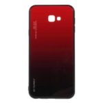 Gradient Color Glass + PC + TPU Phone Case for Samsung Galaxy J4 Plus – Red / Black