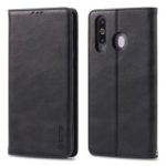 AZNS Retro Style PU Leather Card Holder Case for Samsung Galaxy A60 – Black
