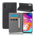 Crazy Horse Leather Flip Case with Suction Cup for Samsung Galaxy A70 – Black