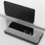 View Window Plated Mirror Surface Leather Stand Case for Samsung Galaxy A90 / A80 – Black