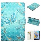 Embossment Light Spot Decor Patterned Leather Case for Samsung Galaxy Tab A 10.5 (2018) T590 T595 – Blue Butterfly
