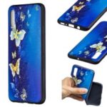 Embossment Patterned TPU Case Accessory for Samsung Galaxy A70 – Blue Butterfly