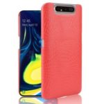 Crocodile Texture PU Leather Coated PC Phone Cover for Samsung Galaxy A80 / A90 – Red