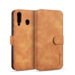 DG.MING Retro Style Wallet Leather Stand Case for Samsung Galaxy M30 – Brown