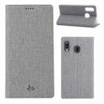 VILI DMX Cross Texture Stand Leather Case with Card Slot for Samsung Galaxy M20 – Grey