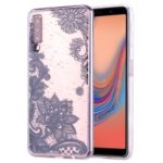 Glitter Sequins Inlaid Patterned TPU Phone Cover for Samsung Galaxy A70 – Black Lace