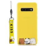 Pattern Printing TPU Gel Protective Case with Silicone Strap for Samsung Galaxy S10 5G- Yellow