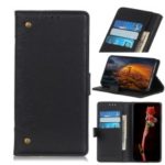 Retro Style Leather Magnetic Stand Wallet Case for Samsung Galaxy A90 / A80 – Black