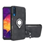 Geometric Pattern TPU PC Hybrid Case with Magnetic Car Mount Ring Holder for Samsung Galaxy A50 – Black