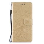 Imprinted Butterfly Flower PU Leather Mobile Case for Samsung Galaxy M30 – Gold