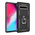 Hybrid PC TPU Kickstand Armor Phone Casing for Samsung Galaxy S10 5G – Black