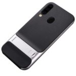 ELEGANCE Netting Pattern TPU + PC Combo Bracket Case for Samsung Galaxy M30 / A40s – Silver