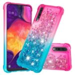 For Samsung Galaxy A50 Dynamic Glitter Powder Sequins Quicksand TPU Acrylic Hybrid Shell – Pink/Sky Blue