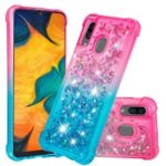 For Samsung Galaxy A30/A20 Dynamic Glitter Powder Sequins Quicksand TPU Acrylic Hybrid Case – Pink/Sky Blue