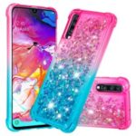 For Samsung Galaxy A70 Dynamic Glitter Powder Sequins Quicksand TPU Acrylic Hybrid Shell – Pink/Sky Blue