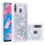 Liquid Glitter Powder Patterned Quicksand Shockproof TPU Back Casing for Samsung Galaxy A70 – Silver Love Hearts